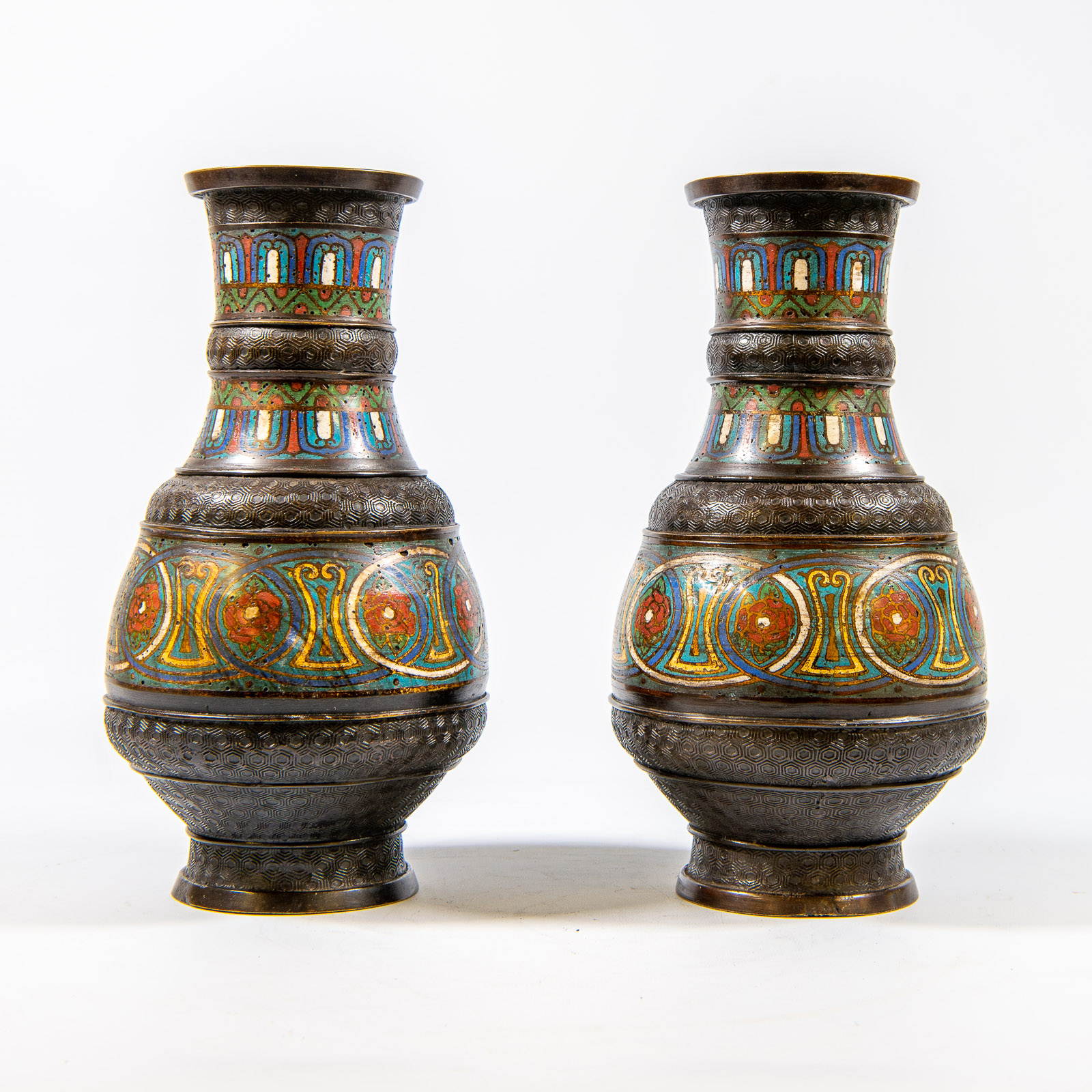  Pair of cloisonné vases