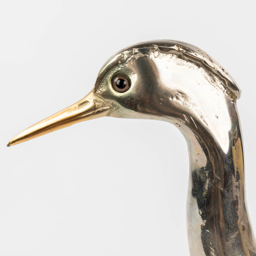 Elli MALEVOLTI (XX) 'Ibis & Vogel' een paar figuren gemaakt uit kunsthars en metaal.