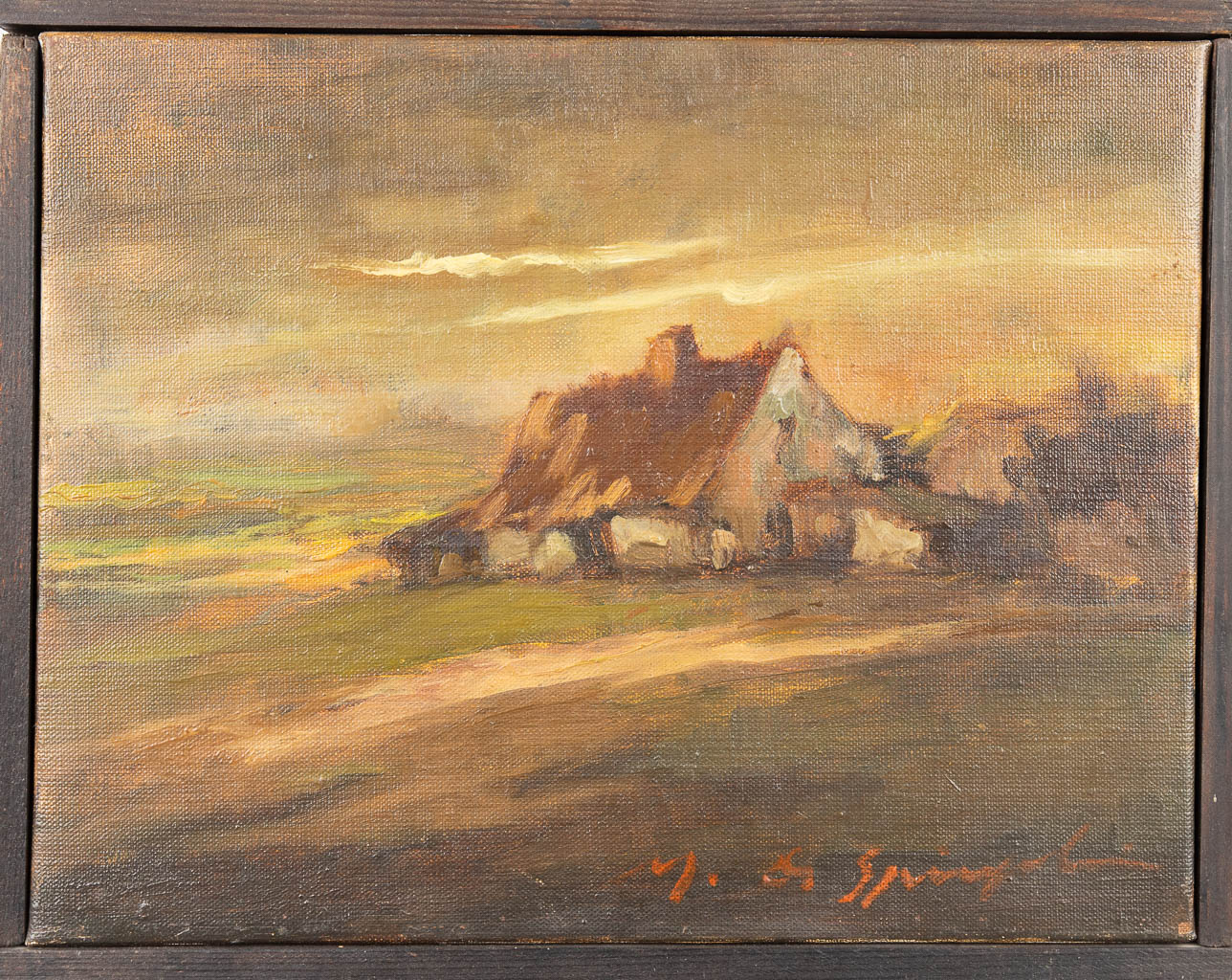 Marthe DE SPIEGELEIR (1897-1991) Een collectie van 2 landschappen, olie op doek. (28 x 20 cm)