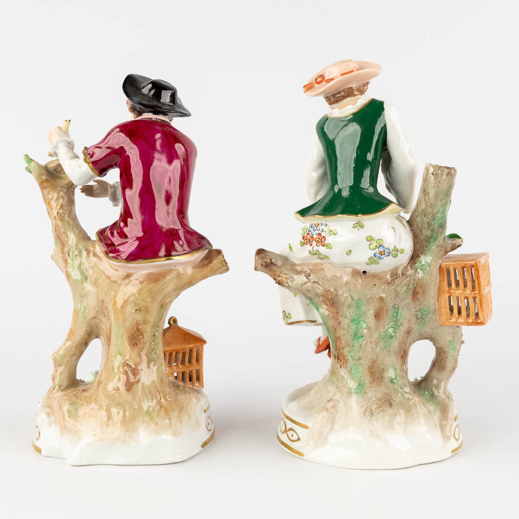 Sitzendorf, 4 figurines, polychrome porcelain. 19th and 20th C. (H:10 x D:9 cm)