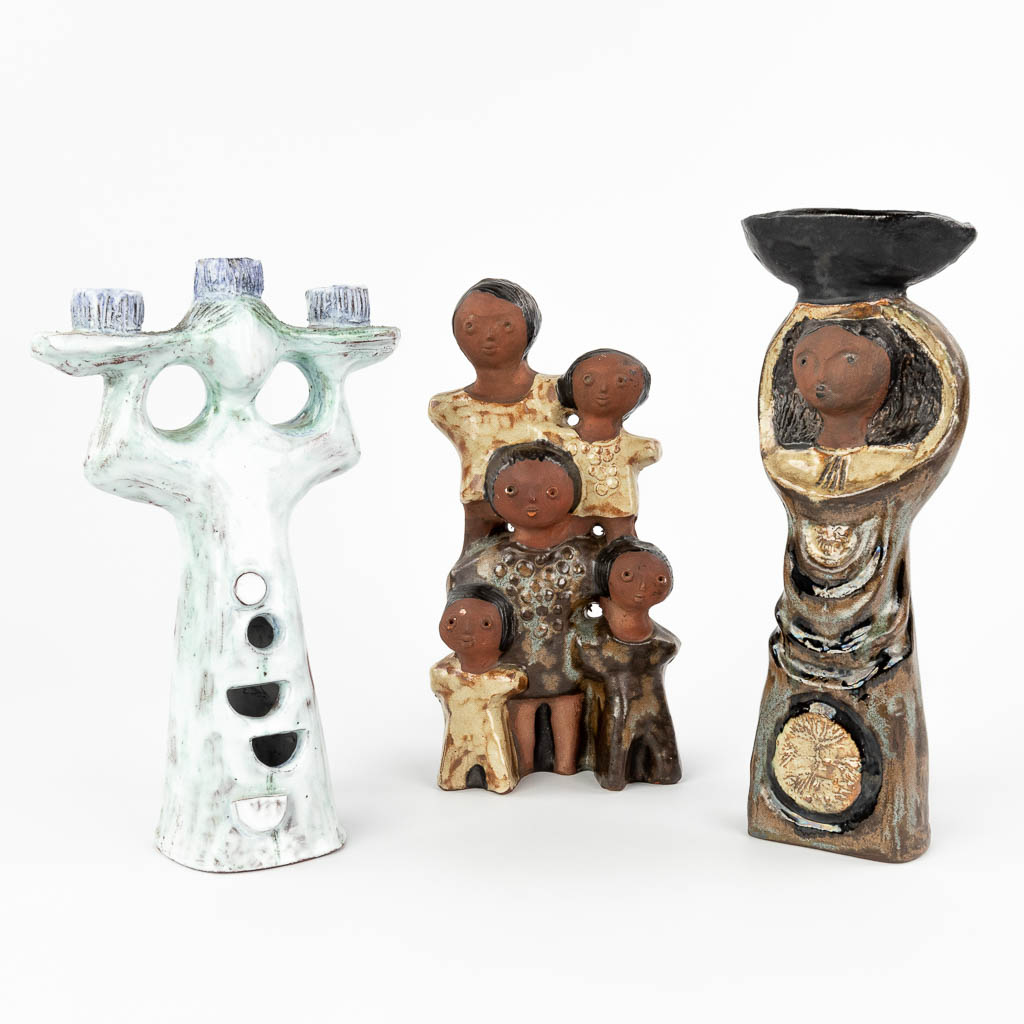  A collection of 3 figurines made of glazed ceramics, of which 2 are made by Perignem and August Michiels, Oostende. 