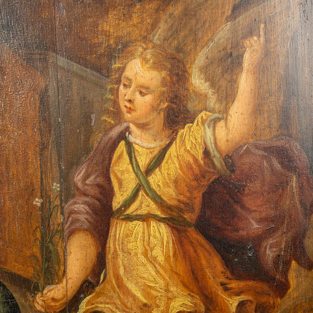 Geen handtekening gevonden, 'De Annunciatie door Gabriël', olie op paneel, Antwerpse school 17de eeuw. (48,5 x 68,5 c