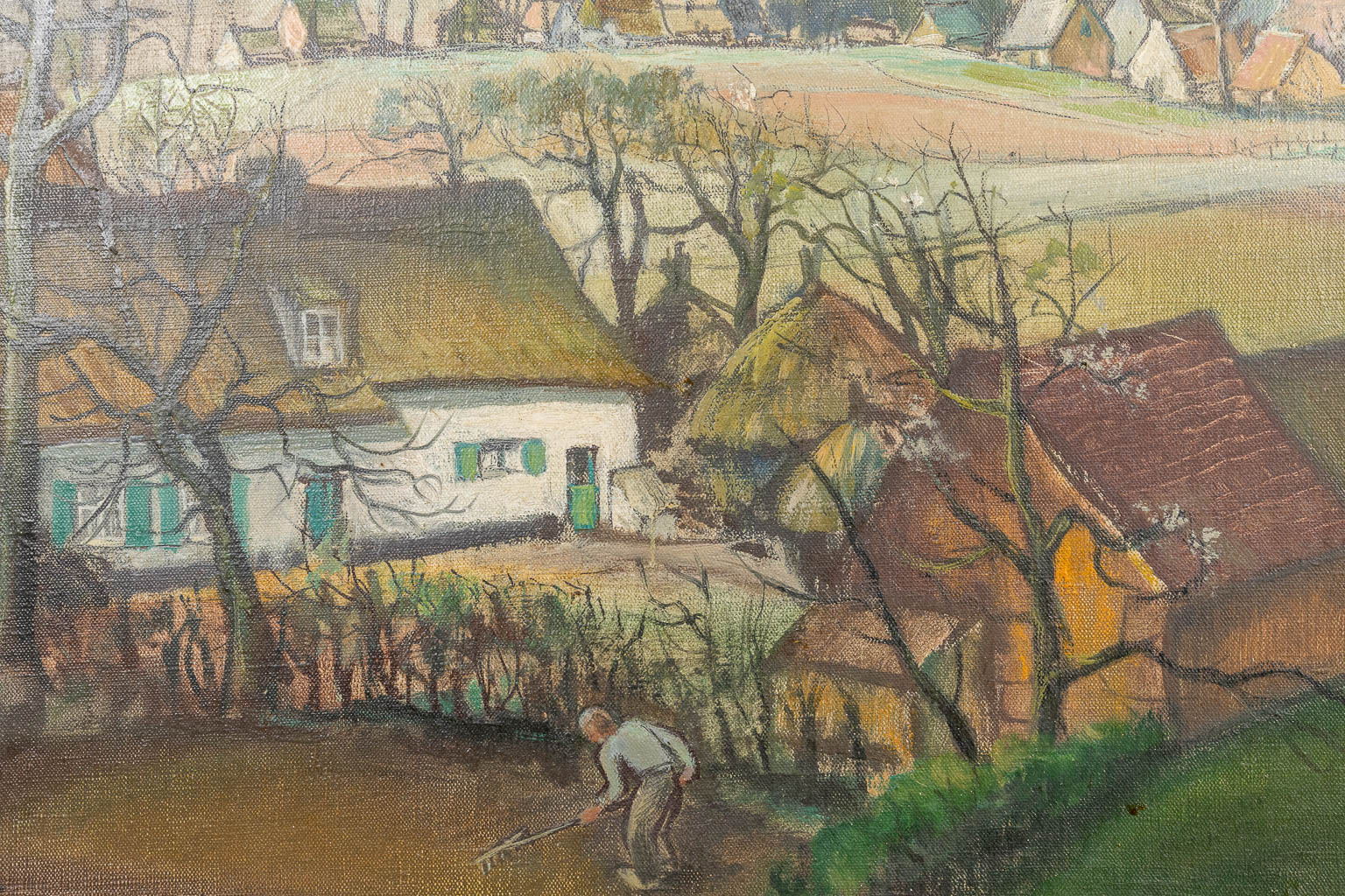 Frans PEREBOOM (1897-1969) 'Lente in 't Vlaamsche Land', een schilderij olie op doek. (125 x 102 cm)