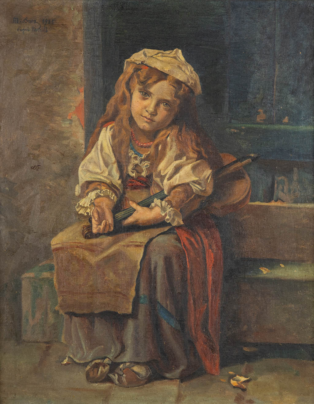 Naar Léon PERRAULT (1832-1908) 'Portret van een jong meisje'. (W:65 x H:80 cm)