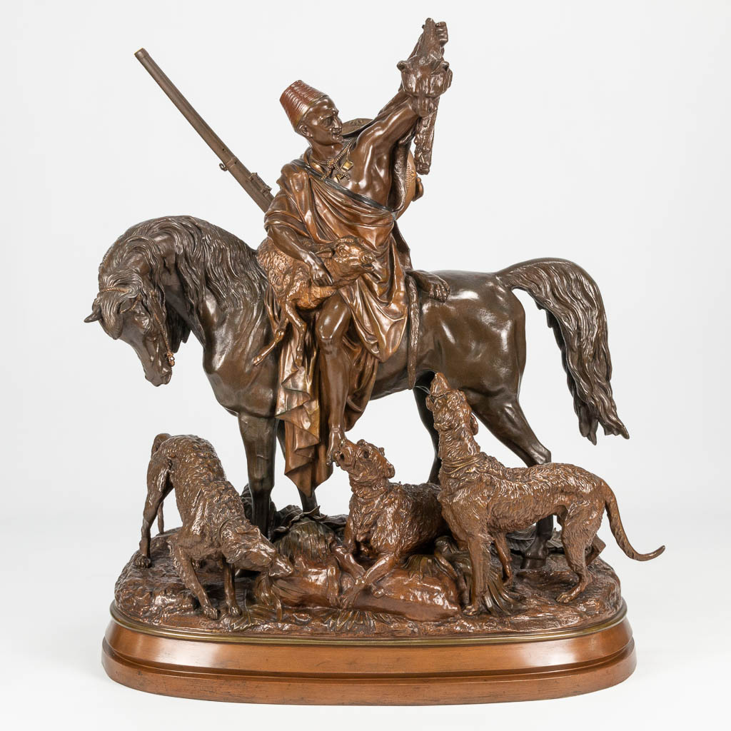 Arthur WAAGEN (act.1869-1910) 'Kabyle au Retour de la chasse' Een uitzonderlijk bronzen beeld. 