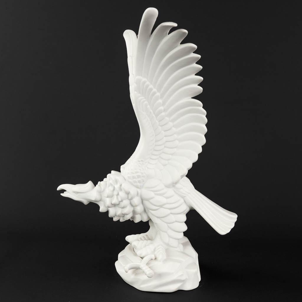 Herend, an eagle with sword figurine, bisque porcelain. (D:24 x W:23,5 x H:33 cm)