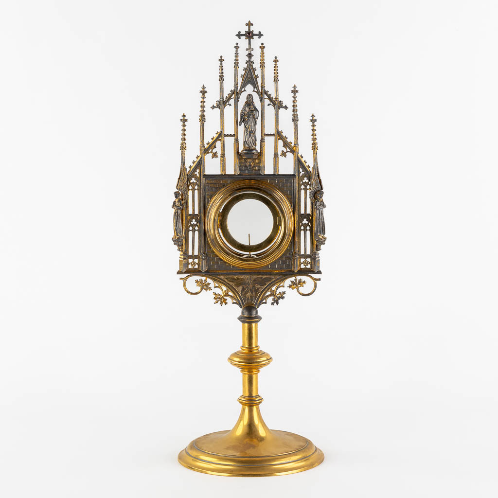  A large 'Tower Monstrance', gilt brass. Gothic Revival.