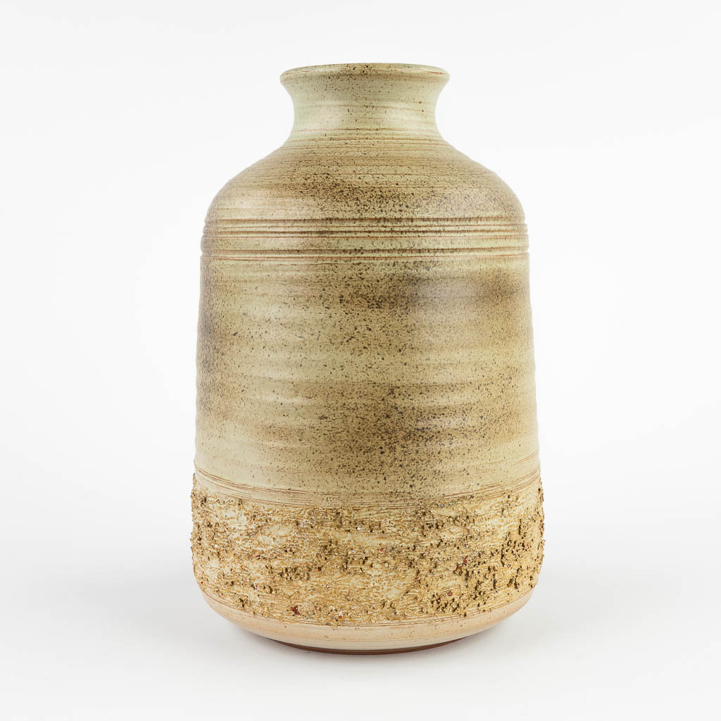 A glazed mid-century ceramic vase, probably Emiel LASKARIS (XX). (H:31 x D:20 cm)