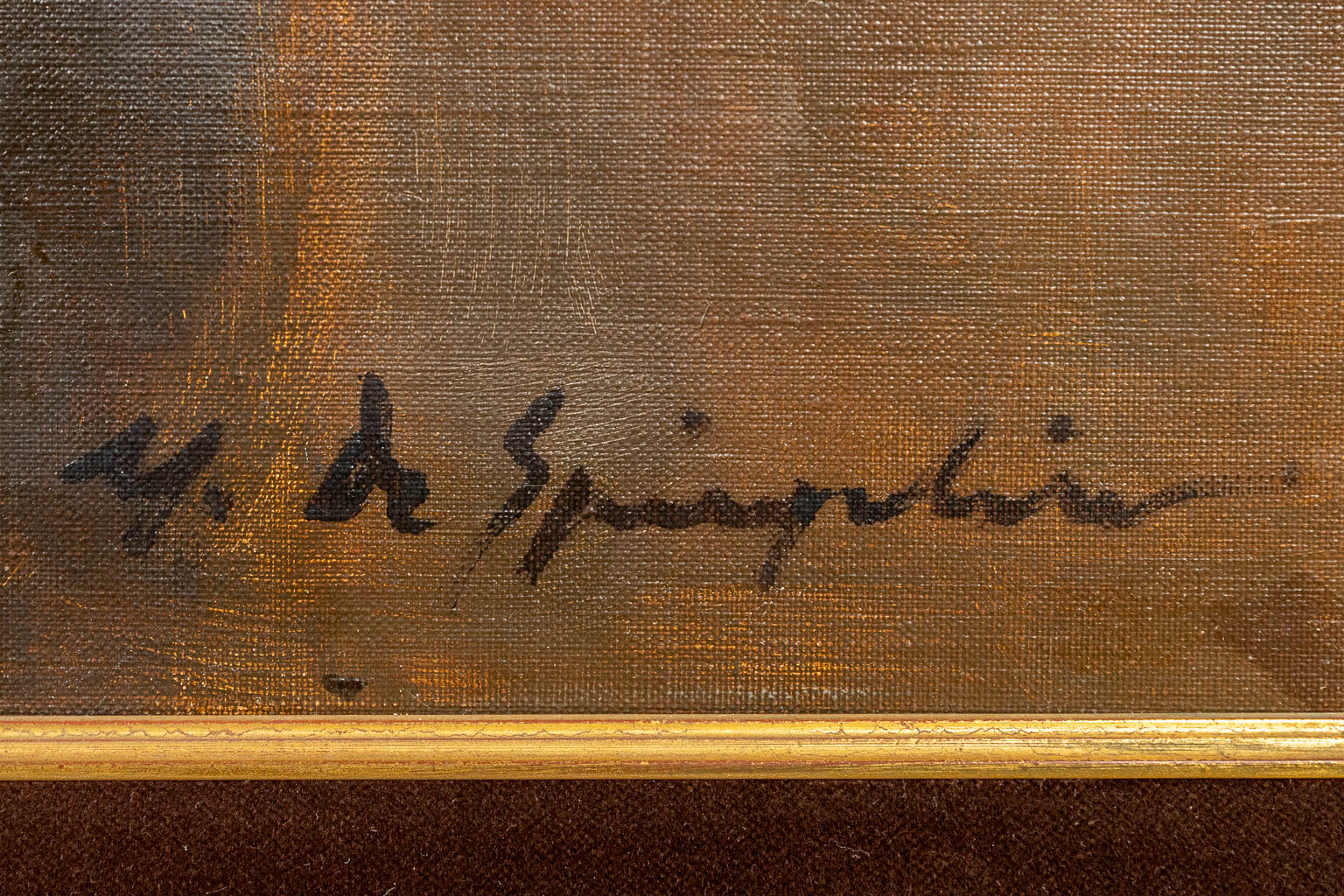 Marthe DE SPIEGELEIR (1897-1991) 'Seule' a painting, oil on canvas. 1972. (70 x 110 cm)