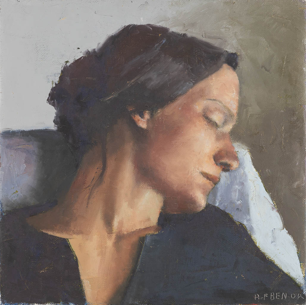 Ann BEN-OR (1965) 'Resting' oil on canvas. (W:40 x H:40 cm)