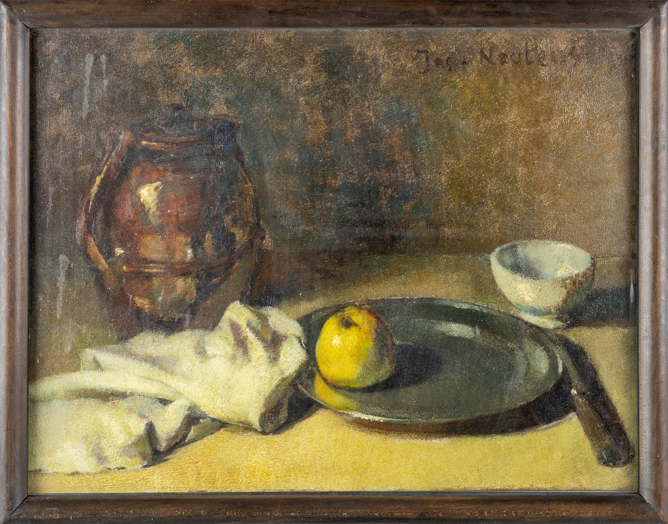 Joseph NEUTENS (1874-1965) 'Stilleven met een appel'. (W:80 x H:61 cm)