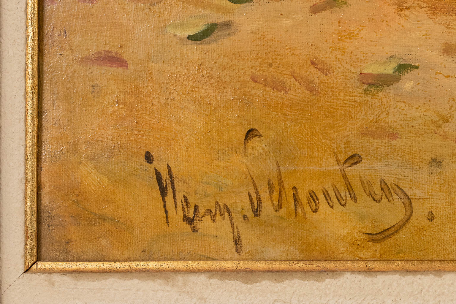 Henry SCHOUTEN (1857/64-1927) 'Vee in het veld' olie op doek (W:120 x H:86 cm)