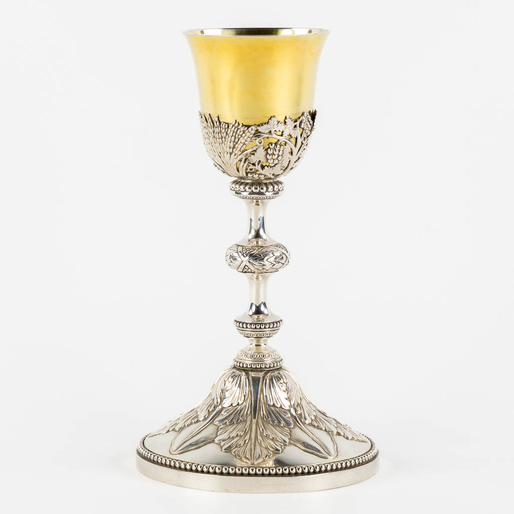  A chalice, silver-plated metal and gold-plated silver, Gothic Revival. 19th C.