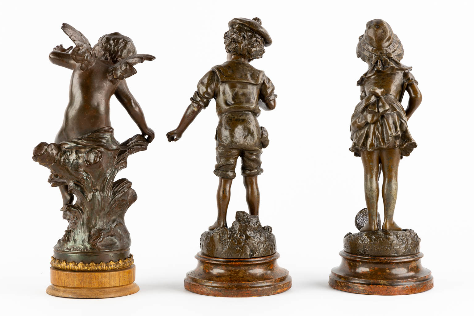 Five Spelter figurines, Circa 1900. (H:67 cm)