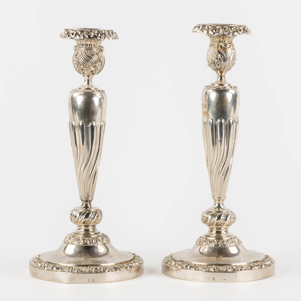  Eugène Joseph RAHIER (1810?-1846) 'Pair of candlesticks' silver. 19th C.