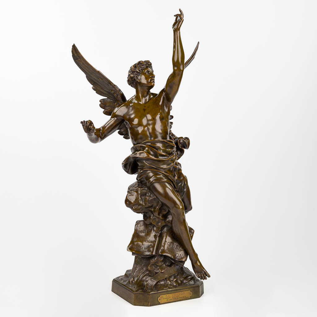 Emile Louis PICAULT (1833-1915) 'La Pensée' patinated bronze. 19th C. (D:28 x W:47 x H:93 cm)