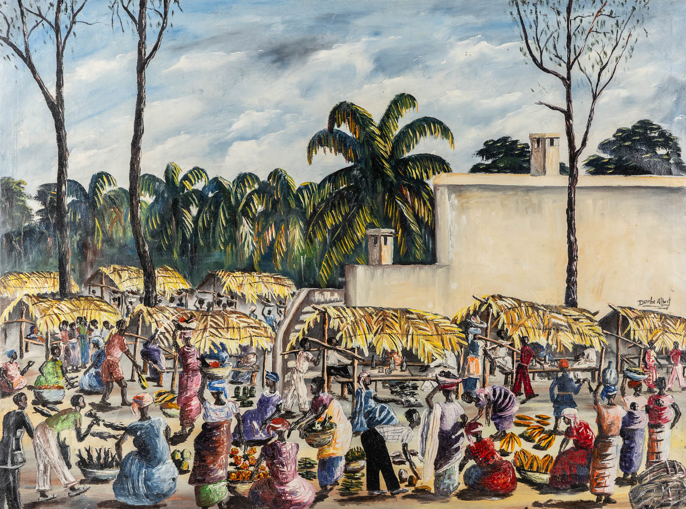 Albert DOMBE (XX) 'The Market'. (W:99 x H:73 cm)