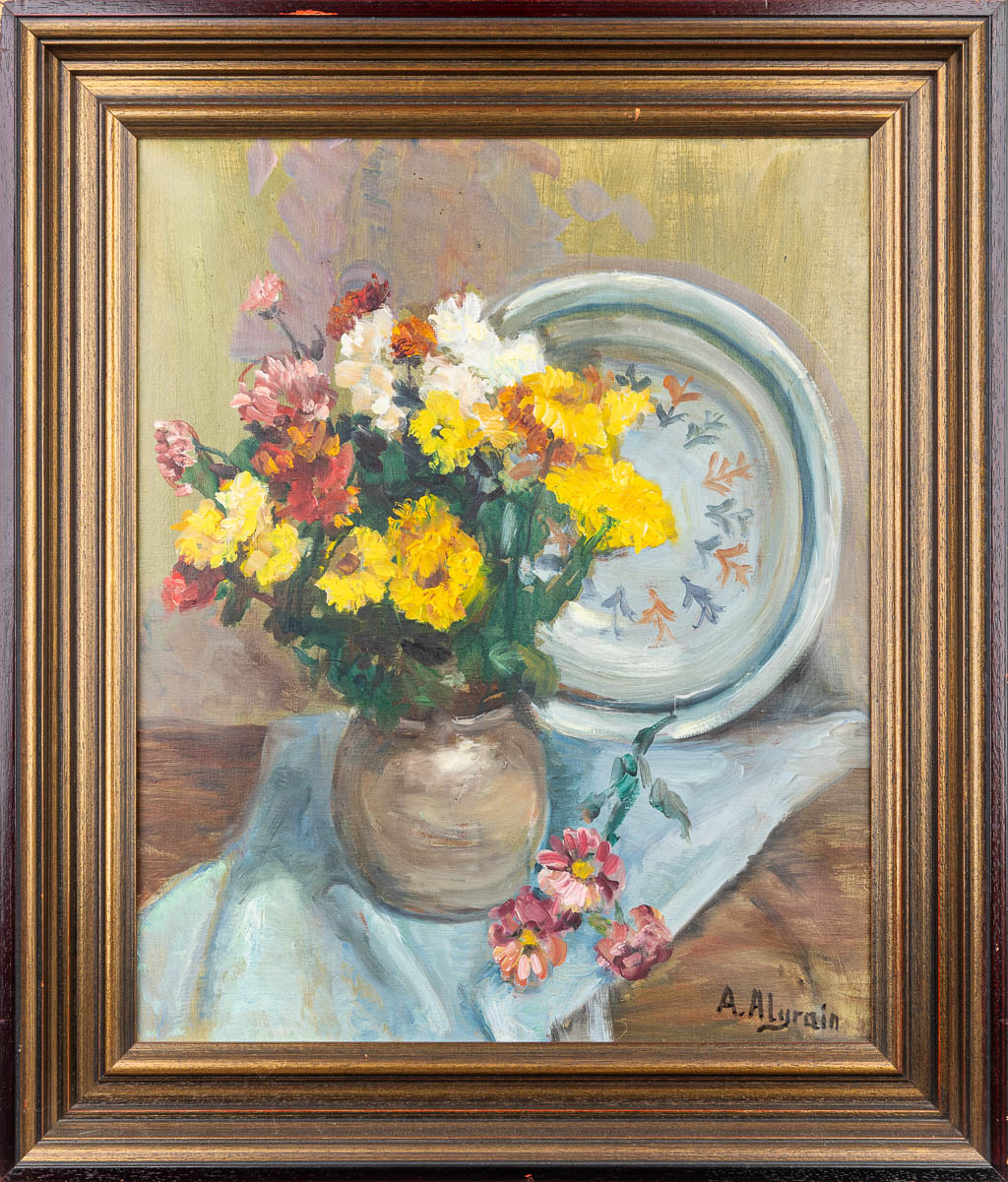 Andrée ALGRAIN (1905-1999) 'Stil leven' een schilderij, olie op doek. (45 x 55 cm)