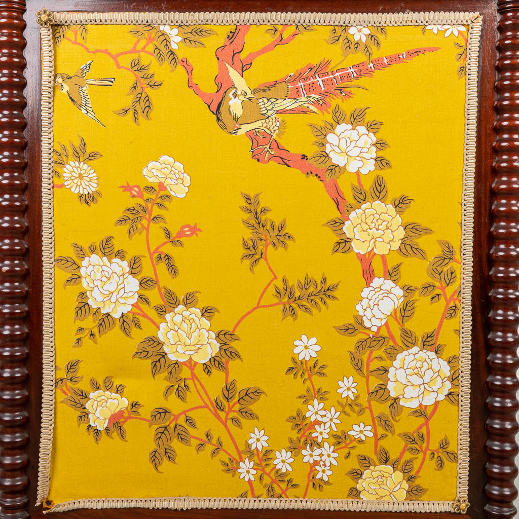 A fireplace screen with flower decor in a Louis Philippe style frame. (H:95cm)