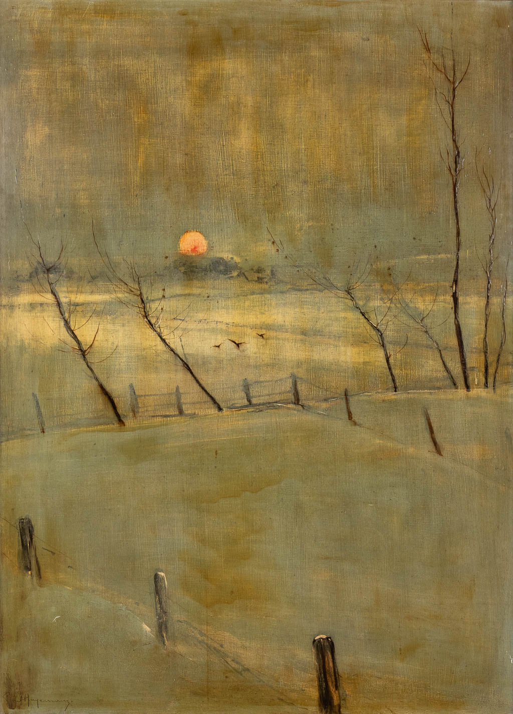 Paul HAGEMANS (1884-1959) 'Winter' oil on board. (W:87 x H:118 cm)