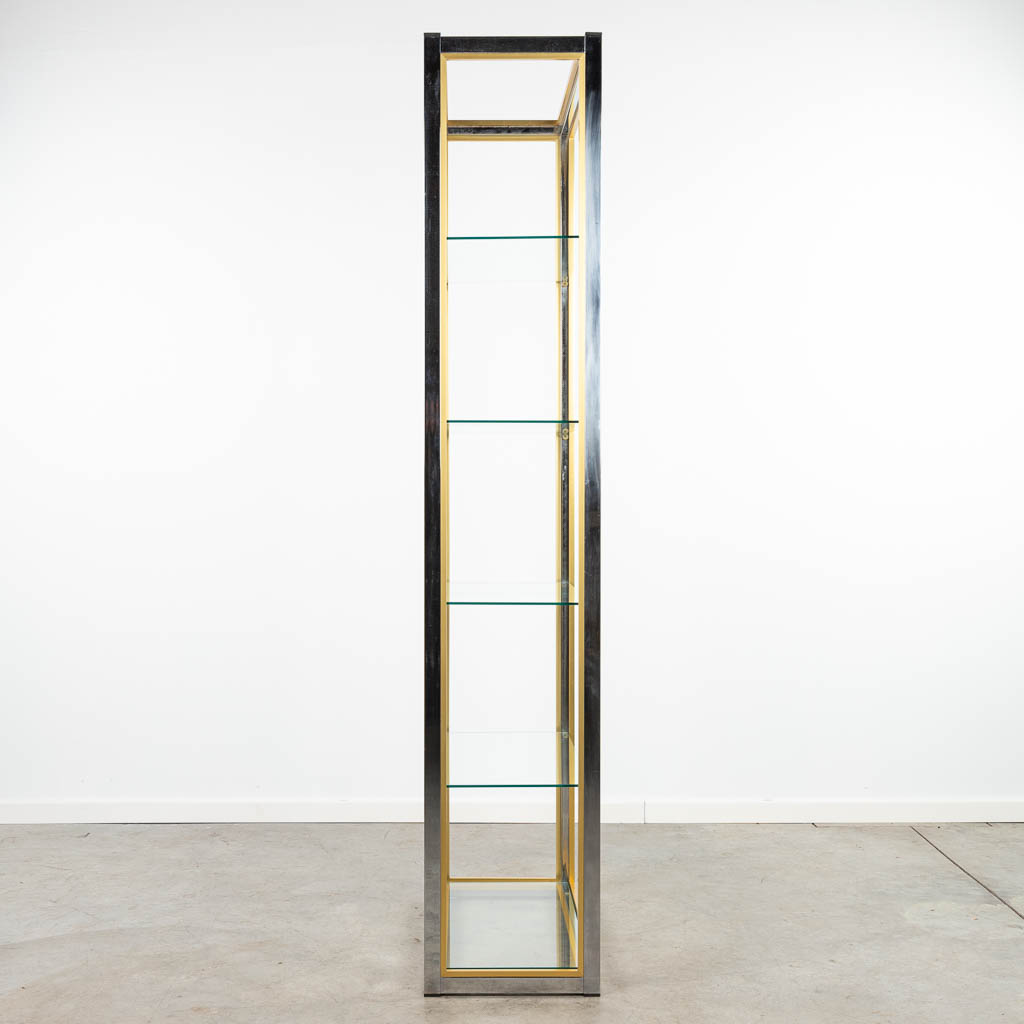 Renato ZEVI (XX-XXI) a mid-century etagère made of chrome-plated metal, brass and 5 glasses. (H:200cm)
