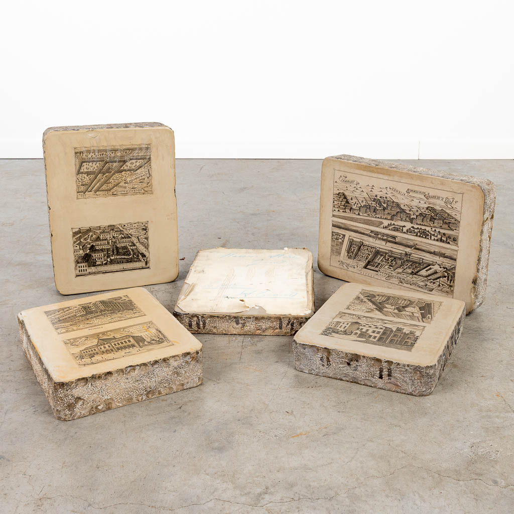 A collection of 5 lithography printing stones. 