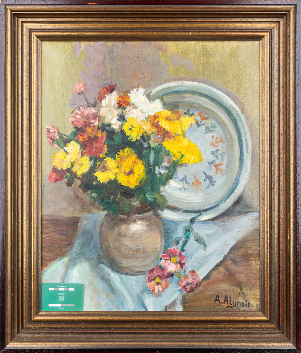 Andrée ALGRAIN (1905-1999) 'Stil leven' een schilderij, olie op doek. (45 x 55 cm)