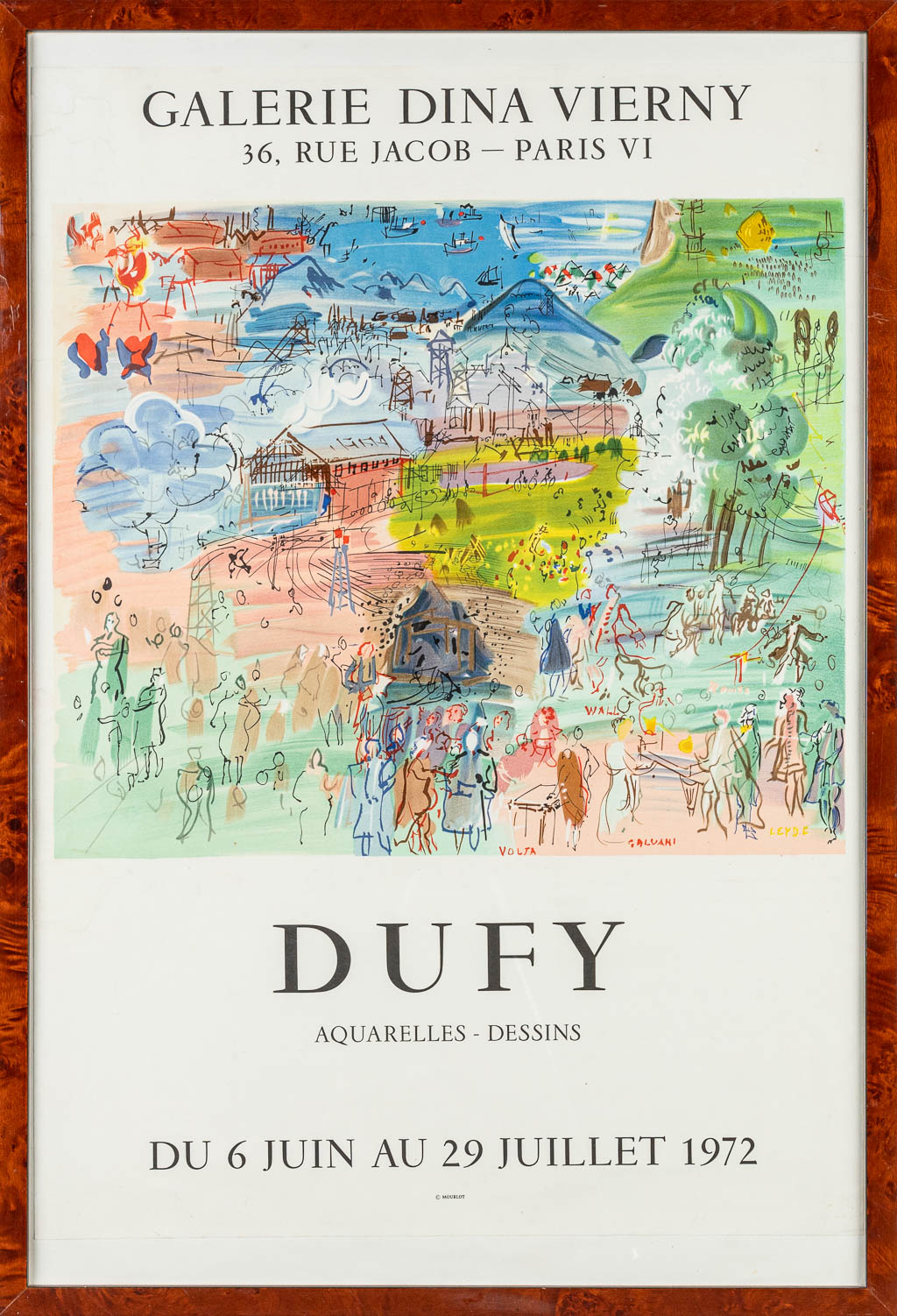 Raoul DUFY (1877-1953) 'Originele poster ' voor een tentoonstelling in de Gallerie Dina Vierny, 36 Rue Jacob, Paris. (