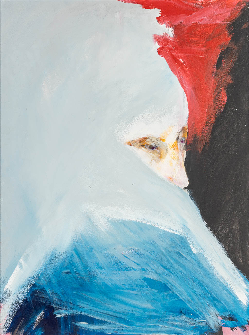 Jef VAN BUGGENHOUT (1937) 'Tussen Oost en West' een schilderij, olie op paneel. (62 x 82 cm)