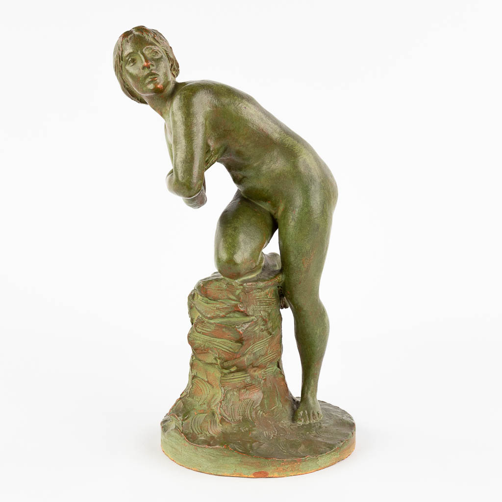  Dominique VAN DEN BOSSCHE (1854-1906) 'Figurine of a lady' patinated terracotta. 1905. 