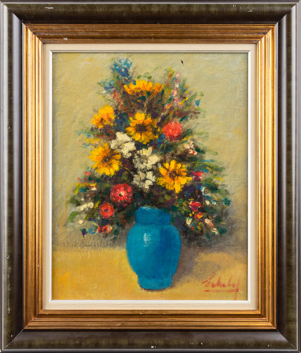 Maurice SCHELCK (1906-1987) 'Flower Vase', oil on canvas. 