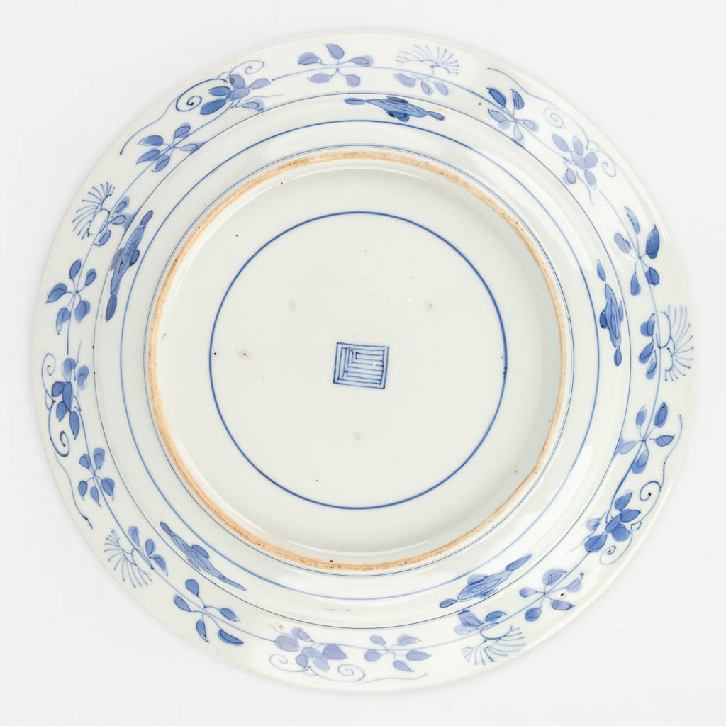 A collection of 10 Chinese porcelain plates with blue-white decor. 19th/20th century. (D: 35 cm)