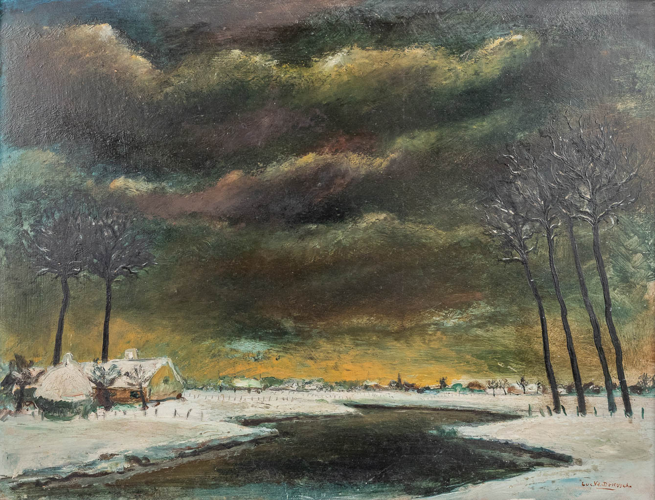Lucien VAN DEN DRIESSCHE (1926-1991) '2 landscapes' oil on canvas. (61 x 46,5 cm)