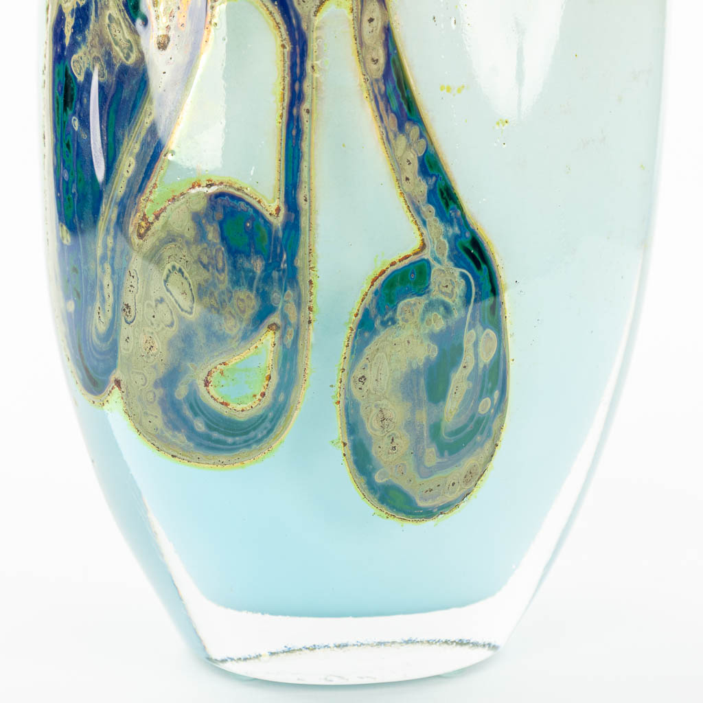 Samuel J. HERMAN (1936) en Louis LELOUP (XX) een vaas gemaakt uit glas en gemerkt Val Saint Lambert (H:29,5cm)