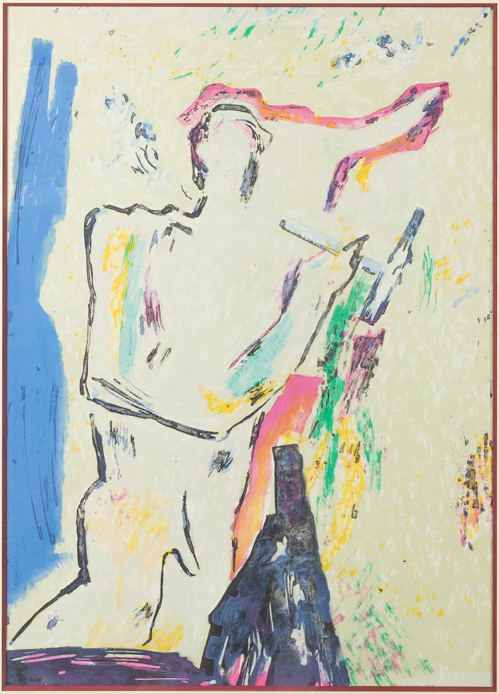 Jean BILQUIN (1938) 'Figurine' a lithograph. (50 x 70 cm)