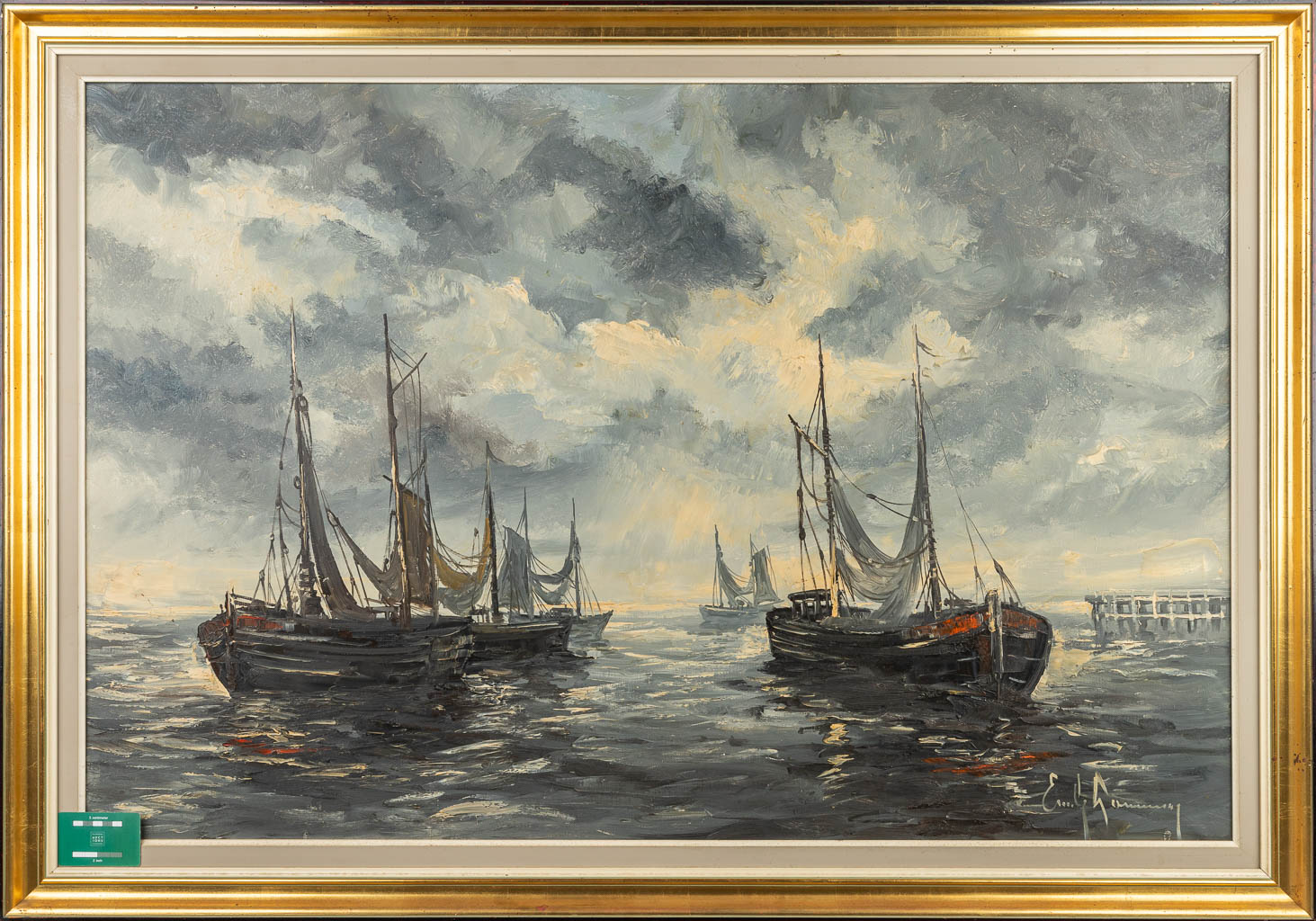Émile LAMMERS (1914-1990) 'Marine' een schilderij, olie op doek. (120 x 80 cm)