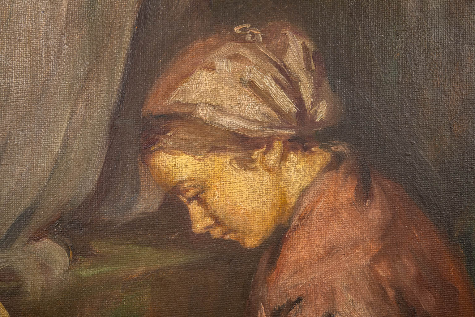 Friderika KOVACSEV (1891-1975) 'Jongedame' een schilderij van een meisje (50 x 60 cm)