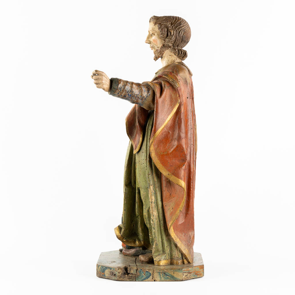 Joseph with child, sculptured and polychrome oak, 18th C. (L:26 x W:34 x H:65 cm)