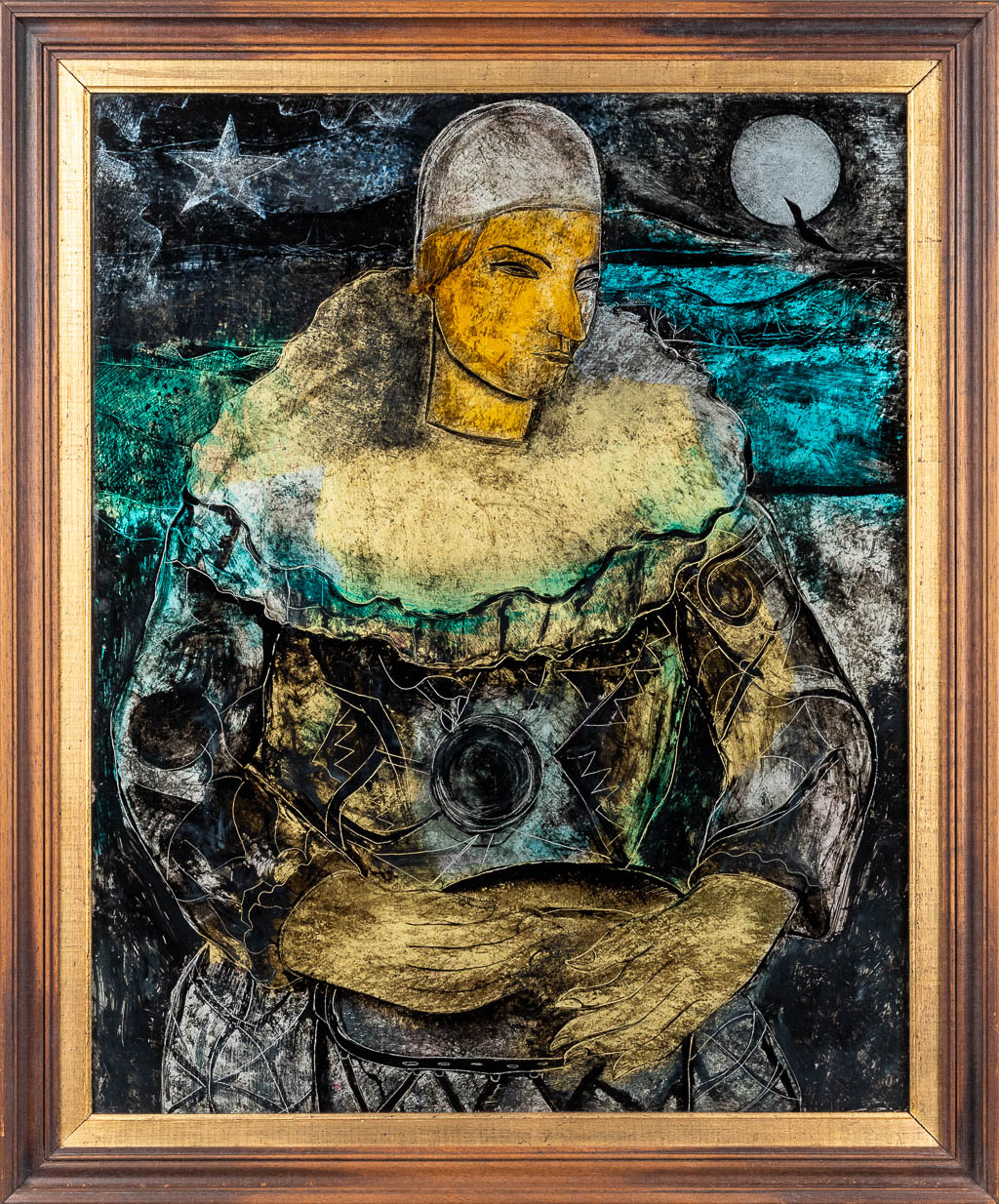 Floris Jespers (1889-1965) 'Harlequin' een eglomisé. 1929 | Flanders Auctions
